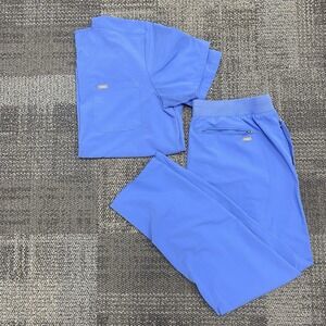 FIGS Technical Men's Scrubs XXL Leon top & XL Pants M19SW2002 Ceil blue Set